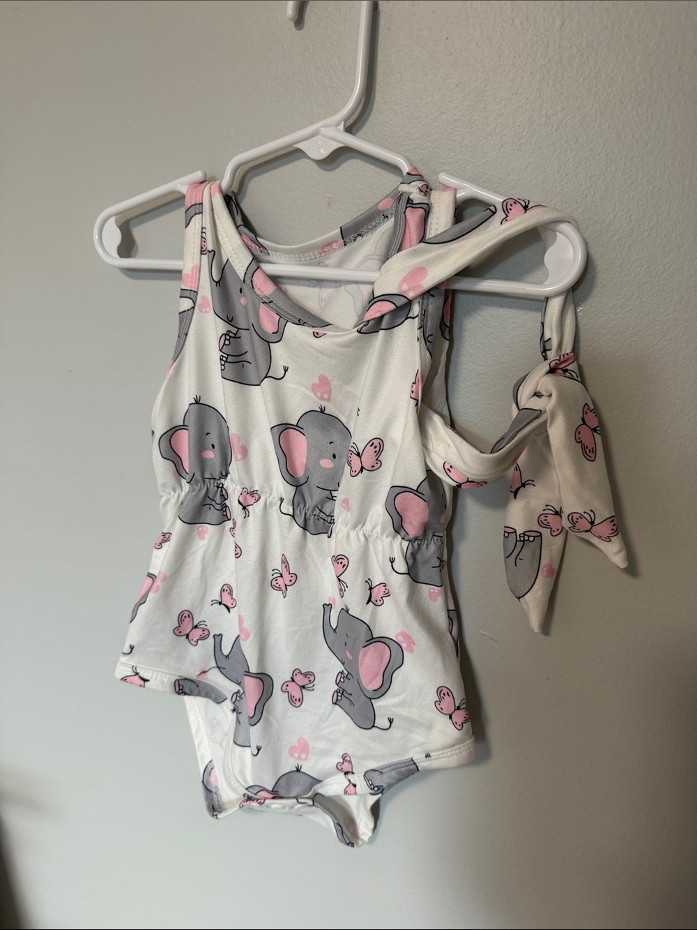 Baby/Toddler Elephant Print One-Piece Swimsuit - White & Pink